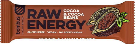 Snacksuri - Baton energizant Raw Energy cu cacao si boabe de cacao, 50g Bombus