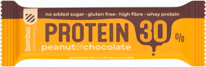 Snacksuri - Baton proteic cu arahide si ciocolata, 30% proteine, 50g Bombus