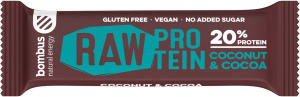 Snacksuri - Baton proteic cu nuca de cocos si cacao, 20% proteine, 50g Bombus