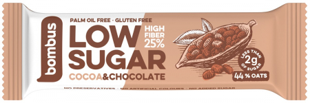 Alimente - Baton proteic Low Sugar cu cacao si ciocolata, 40g Bombus