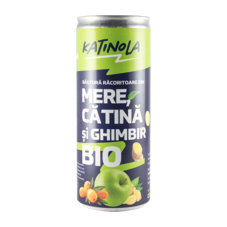 Suplimente si Remedii - Bautura racoritoare carbogazoasa bio din mere, catina si ghimbir 250ml. Katinola