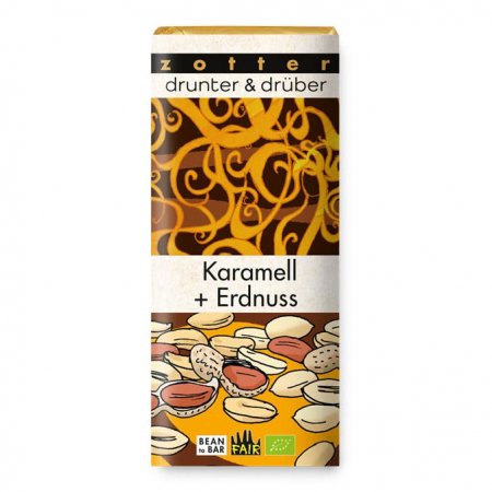 Alimente - Bio & Fair baton de caramel cu unt de cacao si nuga de arahide cu bucati de arahide, 70g Zotter