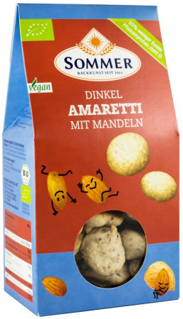 Tendinte - Biscuiti bio Amaretti din faina de grau spelta cu migdale, 125g Sommer