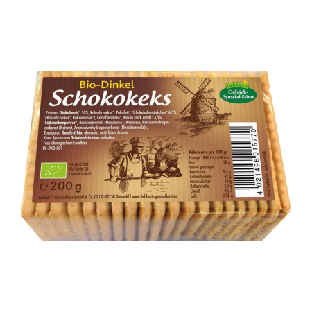 Alimente - Biscuiti bio cu alac si ciocolata, 200 g Liebhart's