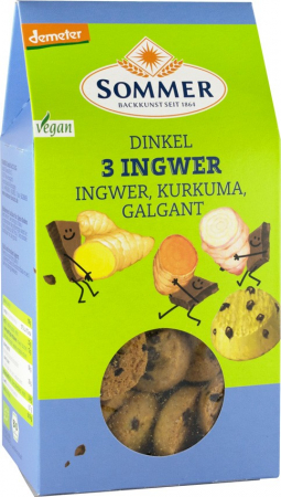 Biscuiti si napolitane - Biscuiti bio cu ghimbir, curcuma si galangal, 150g Sommer