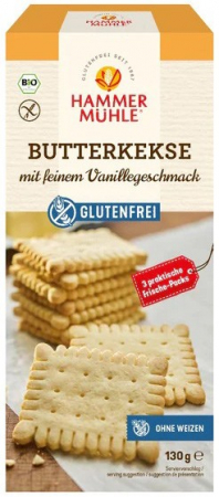 Tendinte - Biscuiti bio cu unt si aroma fina vanilie, fara gluten, 130g Hammer Muhle