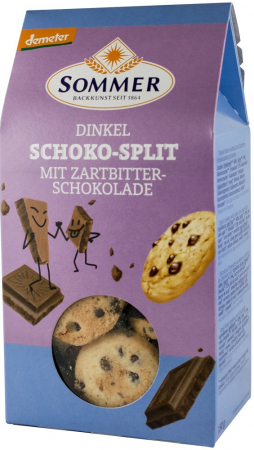 Tendinte - Biscuiti bio din grau spelta cu ciocolata neagra, demeter, 150g Sommer