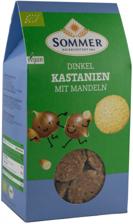 Tendinte - Biscuiti bio din grau spelta cu migdale si castane, 150g Sommer