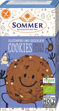 Tendinte - Biscuiti bio fara gluten cu ciocolata si caju, 125g Sommer