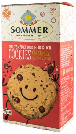 Tendinte - Biscuiti bio fara gluten cu merisor, migdale, susan si chia, 125g Sommer