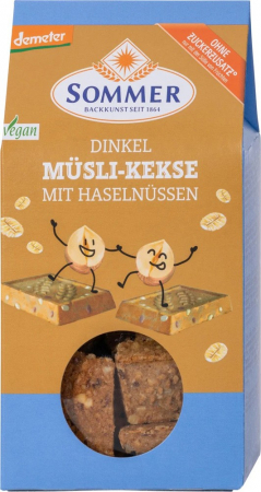 Tendinte - Biscuiti bio si demeter din grau spelta cu alune de padure, 150g Sommer
