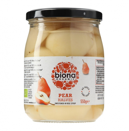 Dulceturi, gemuri, compoturi - Pere in sirop de orez eco 550g Biona