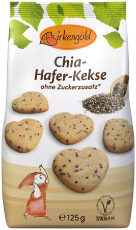 ScufitaRosie - Biscuiti din ovaz cu chia indulciti cu xylitol, 125g Birkengold