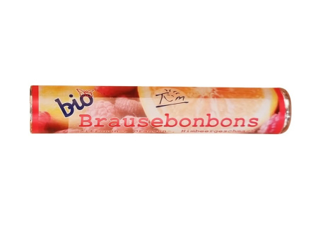 Bomboane, Caramele si Jeleuri - Bomboane bio cu lamaie, portocale si zmeura, 48g Tom