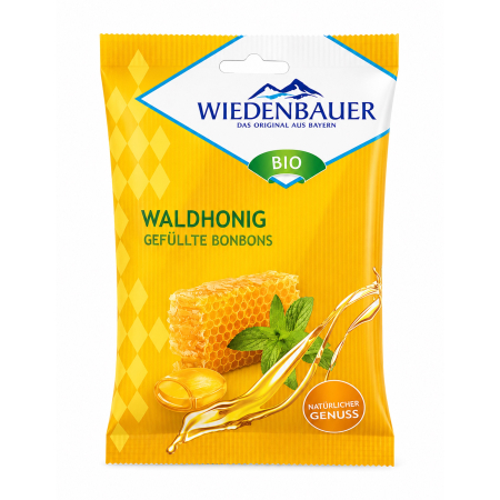 Dulciuri - Bomboane bio umplute cu miere de padure, 75g Wiedenbauer