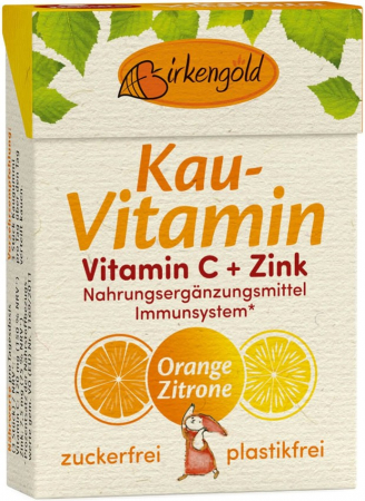 Imunitate - Bomboane masticabile cu xylitol, vitamina C si zinc 28g Birkengold