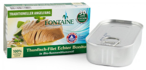 Conserve, Pateuri, creme tartinabile - Bonito file de ton in ulei bio de floarea soarelui, 120g Fontaine