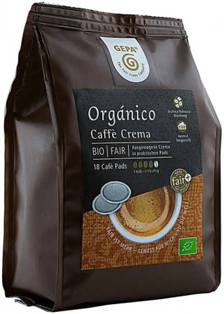 Ceaiuri, Cafea si Inlocuitori - Cafea bio Organico Caffe crema, 18 paduri a 7g, 126g Gepa