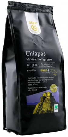 Alimente - Cafea bio si fairtrade macinata Chiapas Mexico Espresso, 250g Gepa