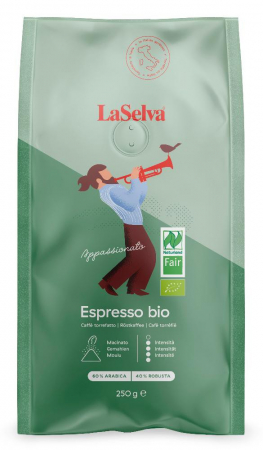 Ceaiuri, Cafea si Inlocuitori - Cafea espresso bio+fair macinata, Apassionato, 250g LaSelva