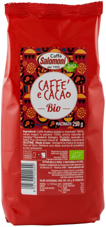 Ceaiuri, Cafea si Inlocuitori - Cafea si cacao bio macinata, 250g Salomoni Cafe