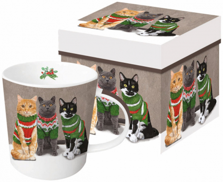 Ceaiuri, Cafea si Inlocuitori - Cana de portelan 0,35l in cutie cadou Sweater cats, Pronat