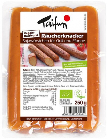 Tendinte - Carnati bio vegani, afumati, pentru gratar, 250 g Taifun