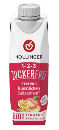 Alimente - Ceai bio fara zahar, cu piersici si maracuja, 300ml Hollinger
