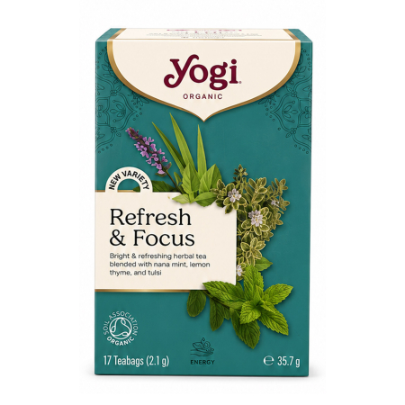 Alimente - Ceai bio Refresh & Focus, 17 pliculete a 2,1g / 35,7g Yogi Tea