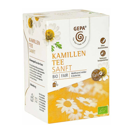Ceaiuri diverse si accesorii - Ceai de musetel bio si fairtrade, 20 pliculete a 1,5 g / 30g Gepa
