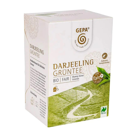 Ceaiuri diverse si accesorii - Ceai verde Darjeeling bio si fairtrade, 20 pliculete a 2 g / 40g Gepa