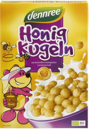 Produse pentru copii - Cereale bilute aurii cu miere bio 250g Dennree