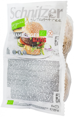 Fara gluten - Chifle bio cu susan pentru hamburger, fara gluten, 250g (4 buc) Schnitzer