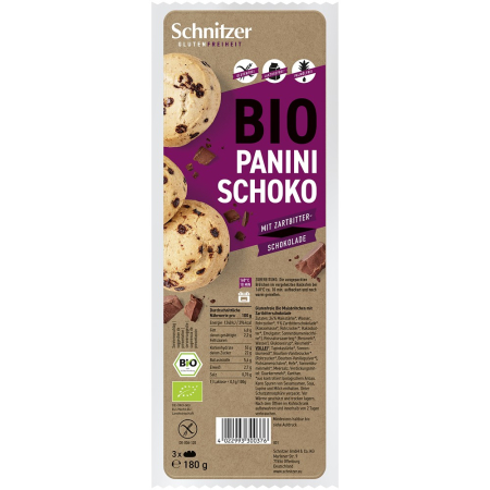 Paine bio - Chifle bio panini cu ciocolata, 3 bucati, fara gluten