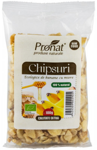 Produse pentru copii - Chipsuri bio de banane cu miere, 100g Pronat