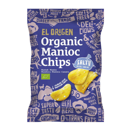 Snacksuri - Chipsuri bio de Manioc cu sare de mare, 60g El Origen