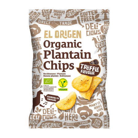 Snacksuri - Chipsuri bio din platano cu aroma de trufe, 80g El Origen
