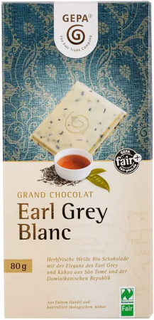 Ciocolata - Ciocolata alba bio cu ceai negru Earl Grey si ulei de bergamota, 80g Gepa