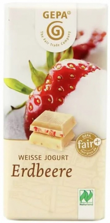 Alimente - Ciocolata alba bio cu iaurt si capsuni, 40g Gepa