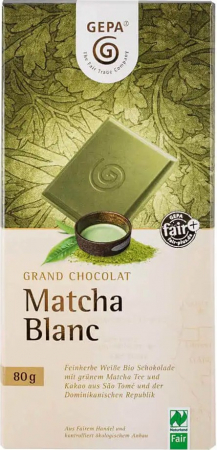 Ciocolata - Ciocolata alba bio Matcha Blanc, 80g Gepa