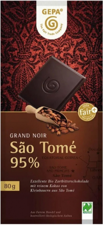 Ciocolata - Ciocolata amaruie bio cu 95% cacao So Tom, 80g Gepa