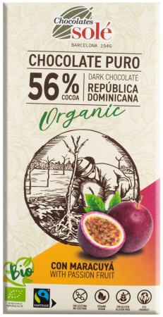 Ciocolata - Ciocolata bio 56% cacao cu maracuja, 100g Chocolates Sole