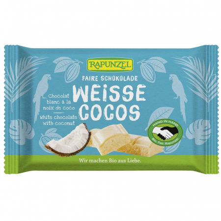 Ciocolata - Ciocolată bio albă Cristallino cu bucăţele de cocos HIH