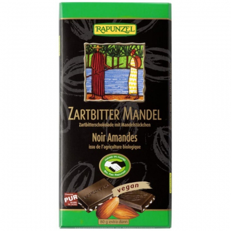 Ciocolata - Ciocolata bio amăruie cu migdale si 55% cacao HIH