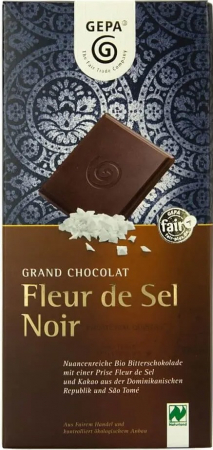Ciocolata - Ciocolata bio neagra Fleur de Sel Noir, 100g Gepa