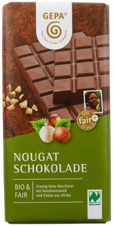 Alimente - Ciocolata bio si fairtrade cu lapte si nougat, 100g Gepa