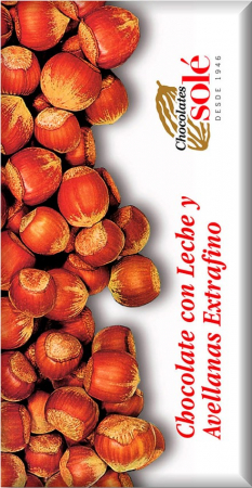 Ciocolata Sole - Spania - Ciocolata cu lapte si alune de padure 30% cacao, 150g Chocolates Sole