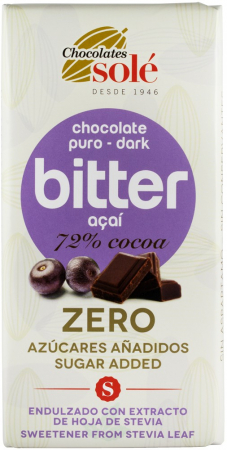 ScufitaRosie - Ciocolata neagra 72% cacao cu acai, indulcita cu stevie, 100g Chocolates Sole