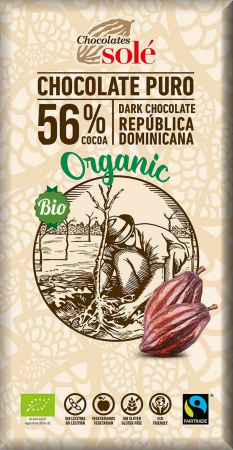 Ciocolata Sole - Spania - Ciocolata neagra bio 56% cacao, 100g Chocolates Sole