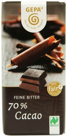Ciocolata - Ciocolata neagra bio 70% cacao, 40g Gepa